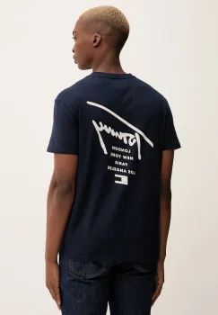 Tommy Jeans tricou din bumbac culoarea bleumarin, cu imprimeu, DM0DM22120 imagine