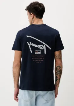 Tommy Jeans tricou din bumbac culoarea bleumarin, cu imprimeu, DM0DM22320 imagine