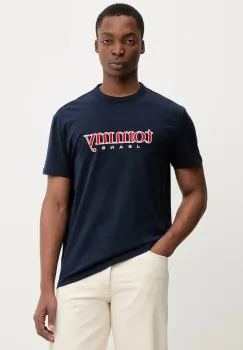 Tommy Jeans tricou din bumbac culoarea bleumarin, cu imprimeu, DM0DM22719 imagine