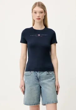 Tommy Jeans tricou din bumbac culoarea bleumarin, DW0DW21422 imagine