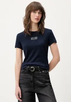 Tommy Jeans tricou din bumbac culoarea bleumarin, DW0DW21841 imagine