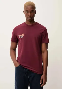 Tommy Jeans tricou din bumbac culoarea bordo, cu imprimeu, DM0DM22049 imagine