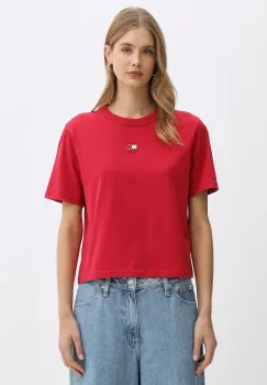 Tommy Jeans tricou din bumbac culoarea bordo, DW0DW22202 imagine