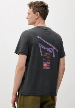 Tommy Jeans tricou din bumbac culoarea gri, cu imprimeu, DM0DM20768 imagine