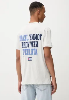 Tommy Jeans tricou din bumbac culoarea gri, cu imprimeu, DM0DM21989 imagine