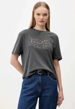 Tommy Jeans tricou din bumbac culoarea gri, DW0DW21957 imagine