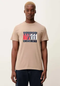 Tommy Jeans tricou din bumbac culoarea maro, cu imprimeu, DM0DM21977 imagine