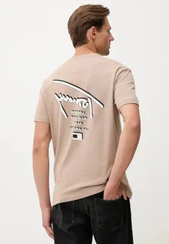 Tommy Jeans tricou din bumbac culoarea maro, cu imprimeu, DM0DM22120 imagine