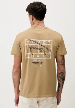 Tommy Jeans tricou din bumbac culoarea maro, cu imprimeu, DM0DM22319 imagine