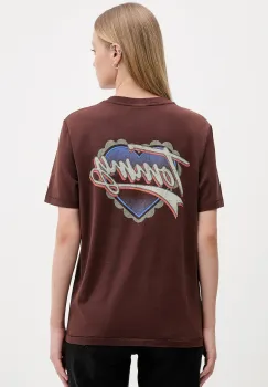 Tommy Jeans tricou din bumbac culoarea maro, DW0DW21524 imagine