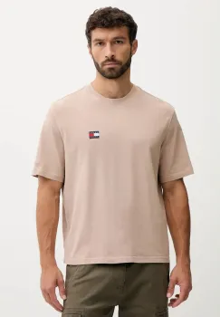 Tommy Jeans tricou din bumbac culoarea maro, uni, DM0DM21975 imagine