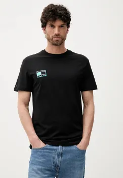 Tommy Jeans tricou din bumbac culoarea negru, cu imprimeu, DM0DM21577 imagine