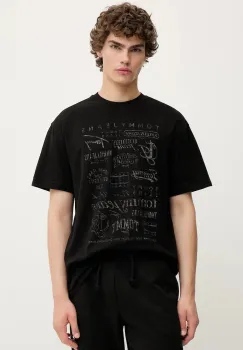 Tommy Jeans tricou din bumbac culoarea negru, cu imprimeu, DM0DM21584 imagine
