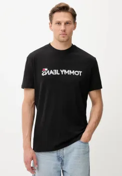 Tommy Jeans tricou din bumbac culoarea negru, cu imprimeu, DM0DM21585 imagine