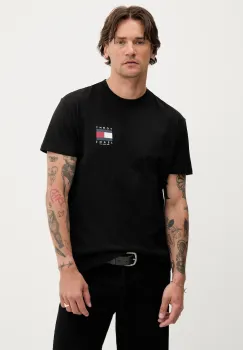 Tommy Jeans tricou din bumbac culoarea negru, cu imprimeu, DM0DM21910 imagine
