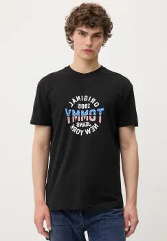 Tommy Jeans tricou din bumbac culoarea negru, cu imprimeu, DM0DM21913 imagine