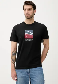 Tommy Jeans tricou din bumbac culoarea negru, cu imprimeu, DM0DM21940 imagine