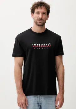 Tommy Jeans tricou din bumbac culoarea negru, cu imprimeu, DM0DM21978 imagine