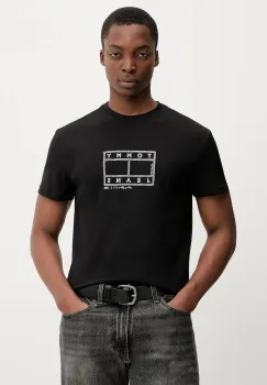 Tommy Jeans tricou din bumbac culoarea negru, cu imprimeu, DM0DM22317 imagine