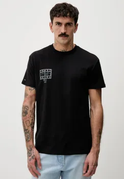 Tommy Jeans tricou din bumbac culoarea negru, cu imprimeu, DM0DM22319 imagine