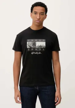 Tommy Jeans tricou din bumbac culoarea negru, cu imprimeu, DM0DM22464 imagine