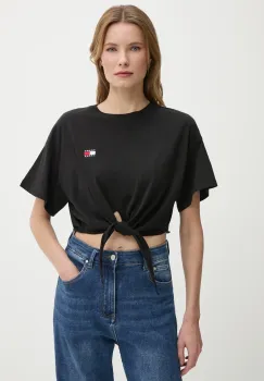 Tommy Jeans tricou din bumbac culoarea negru, DW0DW20321 imagine