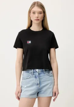 Tommy Jeans tricou din bumbac culoarea negru, DW0DW21423 imagine