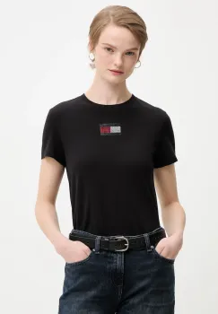 Tommy Jeans tricou din bumbac culoarea negru, DW0DW21965 imagine