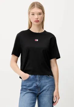 Tommy Jeans tricou din bumbac culoarea negru, DW0DW22202 imagine