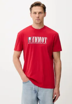 Tommy Jeans tricou din bumbac culoarea rosu, cu imprimeu, DM0DM21941 imagine