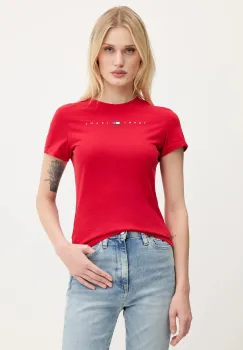 Tommy Jeans tricou din bumbac culoarea rosu, DW0DW21422 imagine