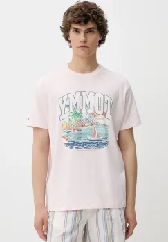Tommy Jeans tricou din bumbac culoarea roz, cu imprimeu, DM0DM21867 imagine