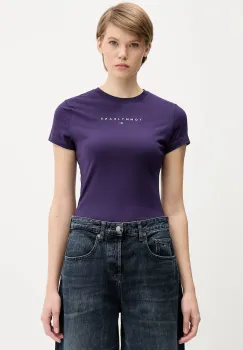 Tommy Jeans tricou din bumbac culoarea violet, DW0DW21550 imagine
