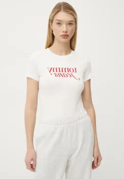 Tommy Jeans tricou din bumbac femei, culoarea alb, DW0DW19447 imagine