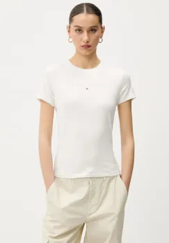 Tommy Jeans tricou din bumbac femei, culoarea alb, DW0DW20315 imagine