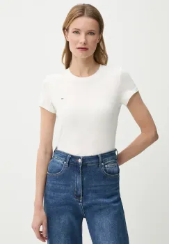 Tommy Jeans tricou din bumbac femei, culoarea alb, DW0DW20459 imagine
