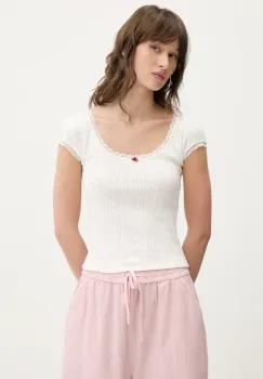 Tommy Jeans tricou din bumbac femei, culoarea alb, DW0DW20621 imagine