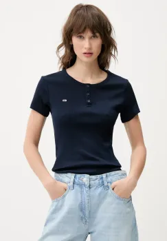 Tommy Jeans tricou din bumbac femei, culoarea albastru marin, DW0DW19502 imagine