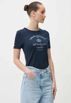 Tommy Jeans tricou din bumbac femei, culoarea albastru marin, DW0DW20323 imagine
