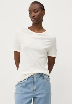 Tommy Jeans tricou din bumbac femei, culoarea bej, DW0DW20366 imagine