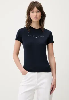 Tommy Jeans tricou din bumbac femei, culoarea bleumarin, DW0DW20315 imagine