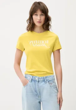 Tommy Jeans tricou din bumbac femei, culoarea galben, DW0DW19447 imagine