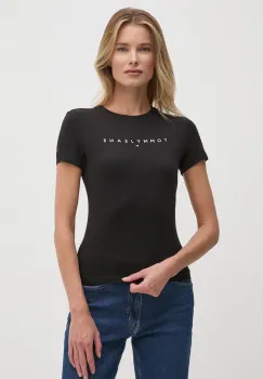 Tommy Jeans tricou din bumbac femei, culoarea negru, DW0DW18398 imagine