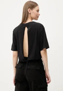 Tommy Jeans tricou din bumbac femei, culoarea negru, DW0DW20324 imagine