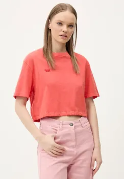 Tommy Jeans tricou din bumbac femei, culoarea portocaliu, DW0DW20324 imagine