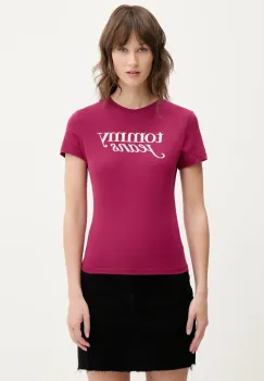 Tommy Jeans tricou din bumbac femei, culoarea roz, DW0DW19447 imagine