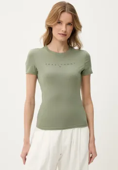 Tommy Jeans tricou din bumbac femei, culoarea verde, DW0DW20315 imagine