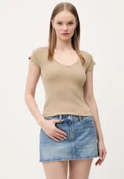Tommy Jeans tricou femei, culoarea bej, DW0DW21349 imagine