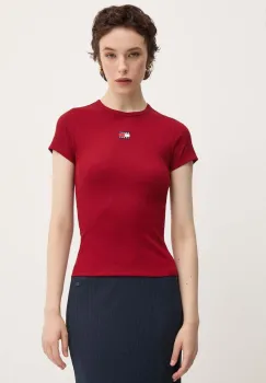 Tommy Jeans tricou femei, culoarea bordo imagine