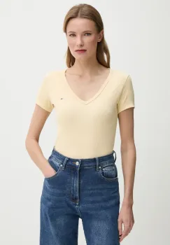 Tommy Jeans tricou femei, culoarea galben, DW0DW17385 imagine